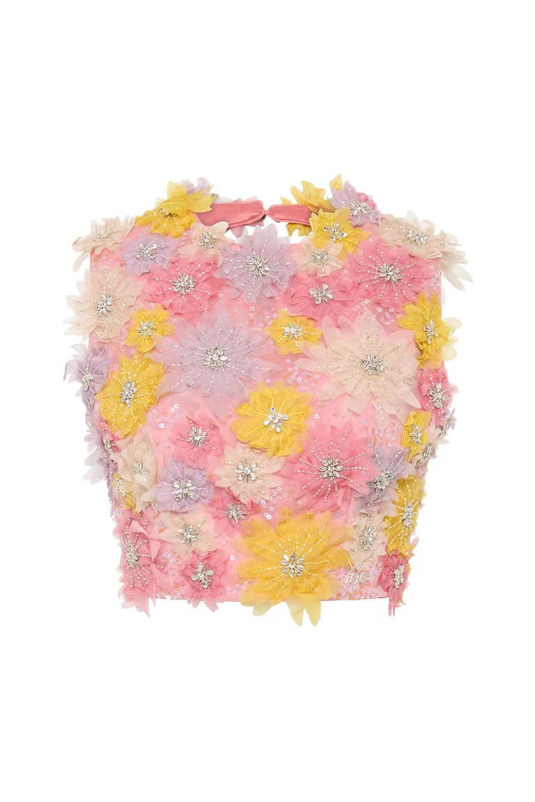 AJE Pink Flower Decorition Tank Top