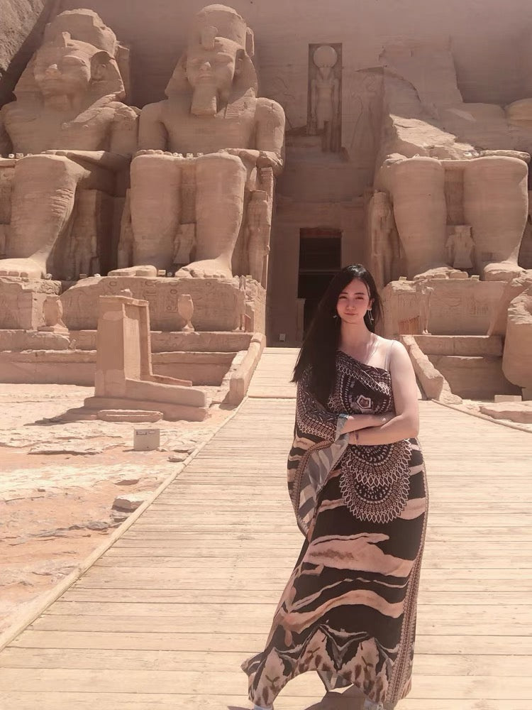 Bohostyle Egypy Sundy Round Neck Long Kaftan