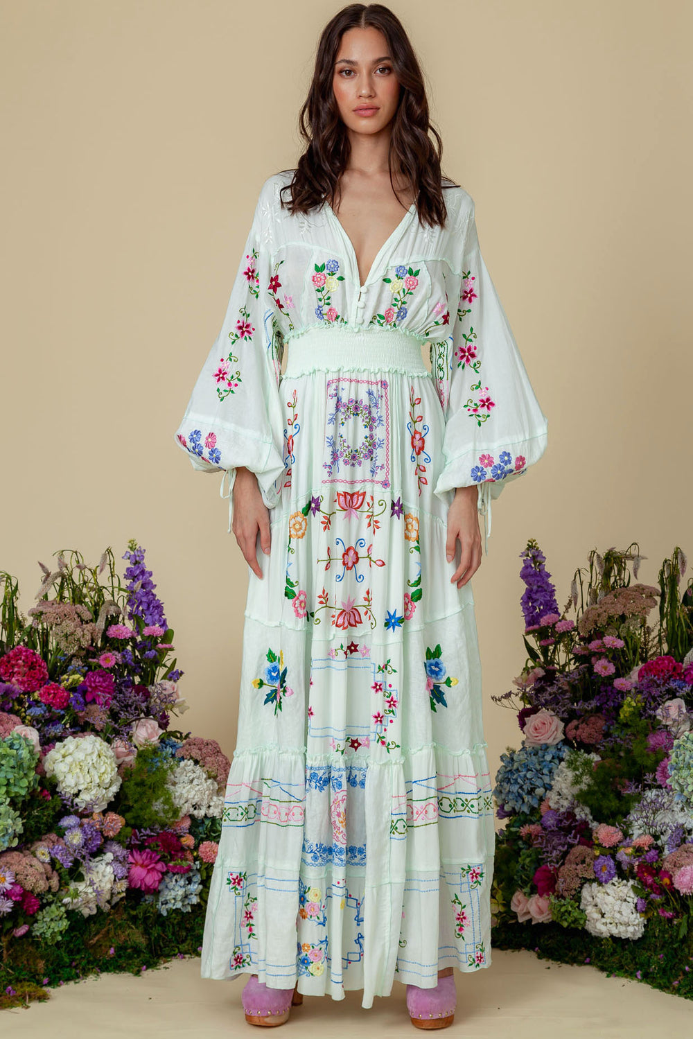 Fillyboo dasiy land green maxi dress
