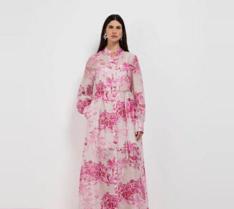 Sheike pink dream long sleeve shirt dress