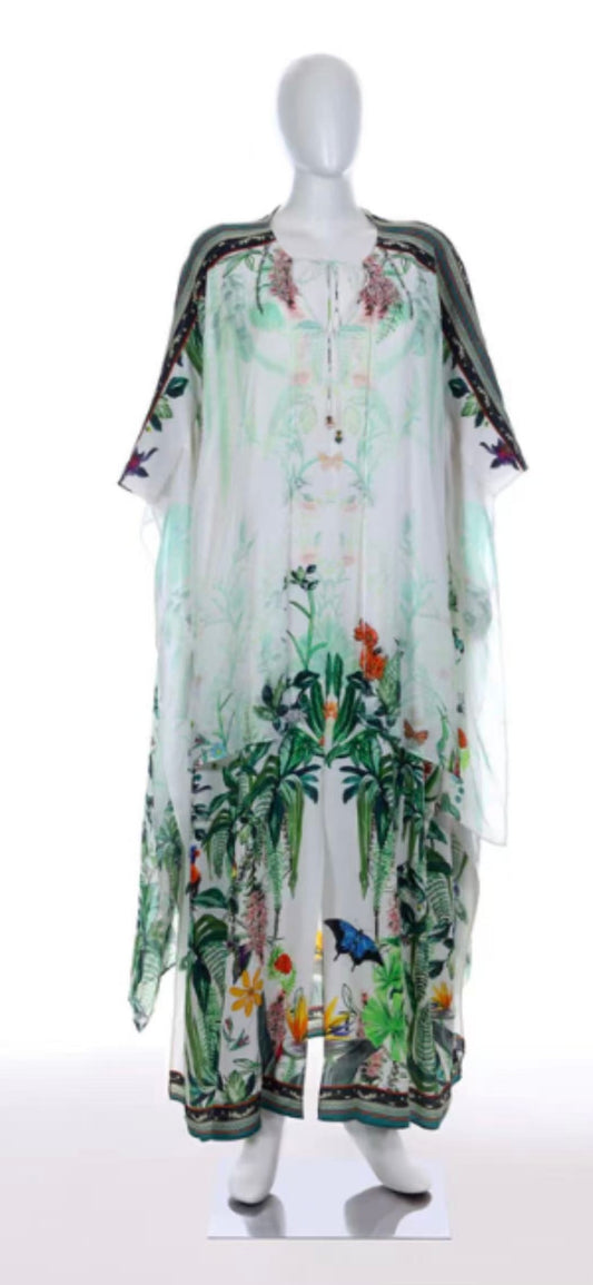 Camilla green long kaftan