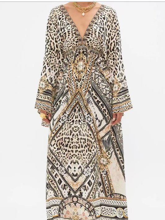 Camilla V neck midi dress