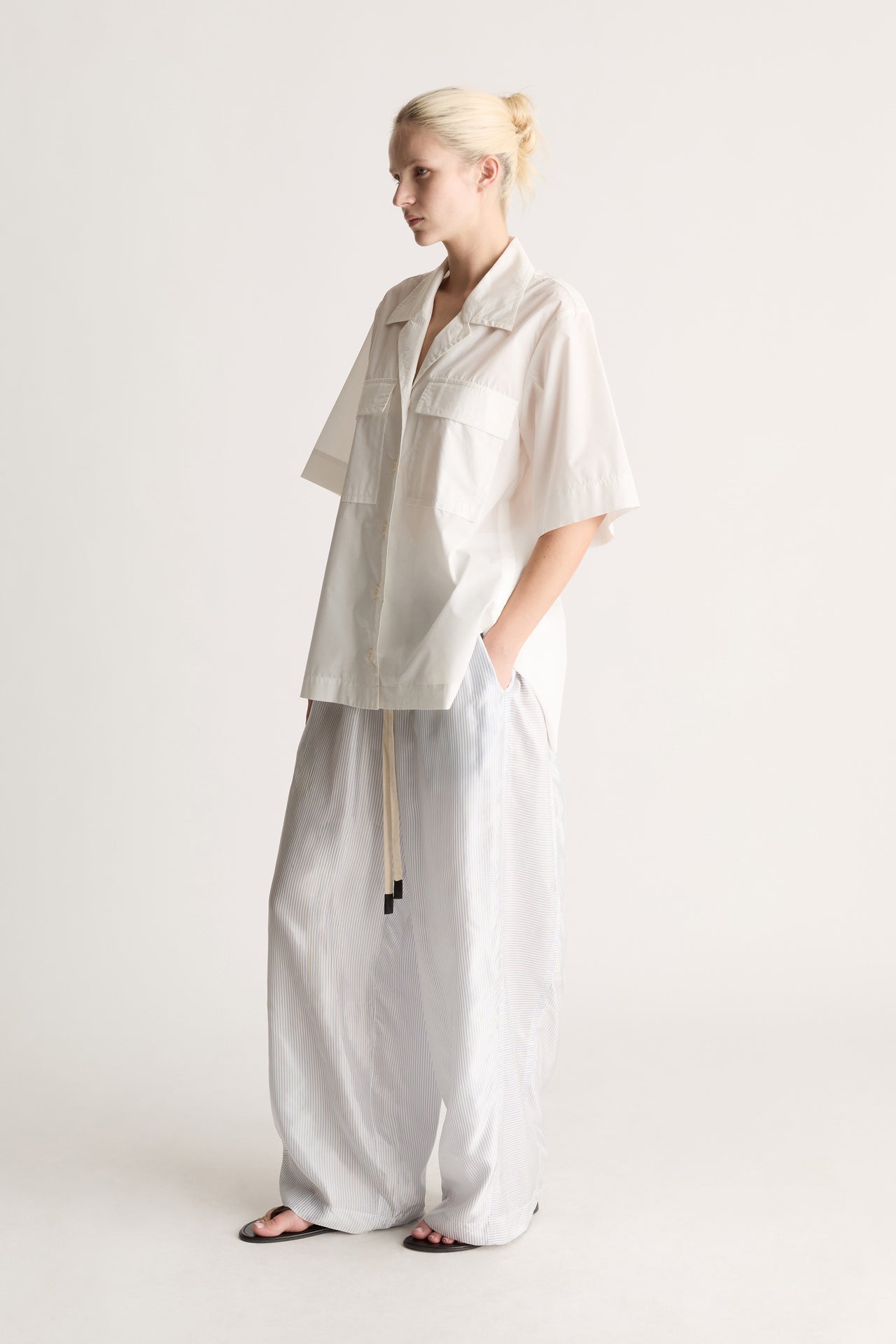 LM white linen top