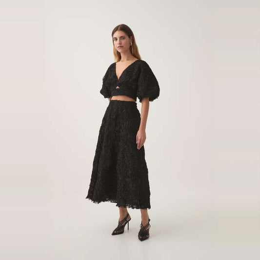 Aje black midi skirt