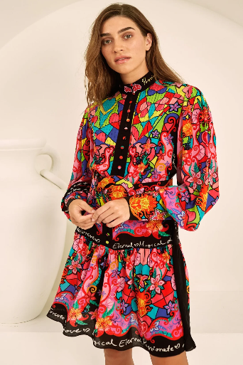 Czarina Dreamy Cupid Button Down Short Dress
