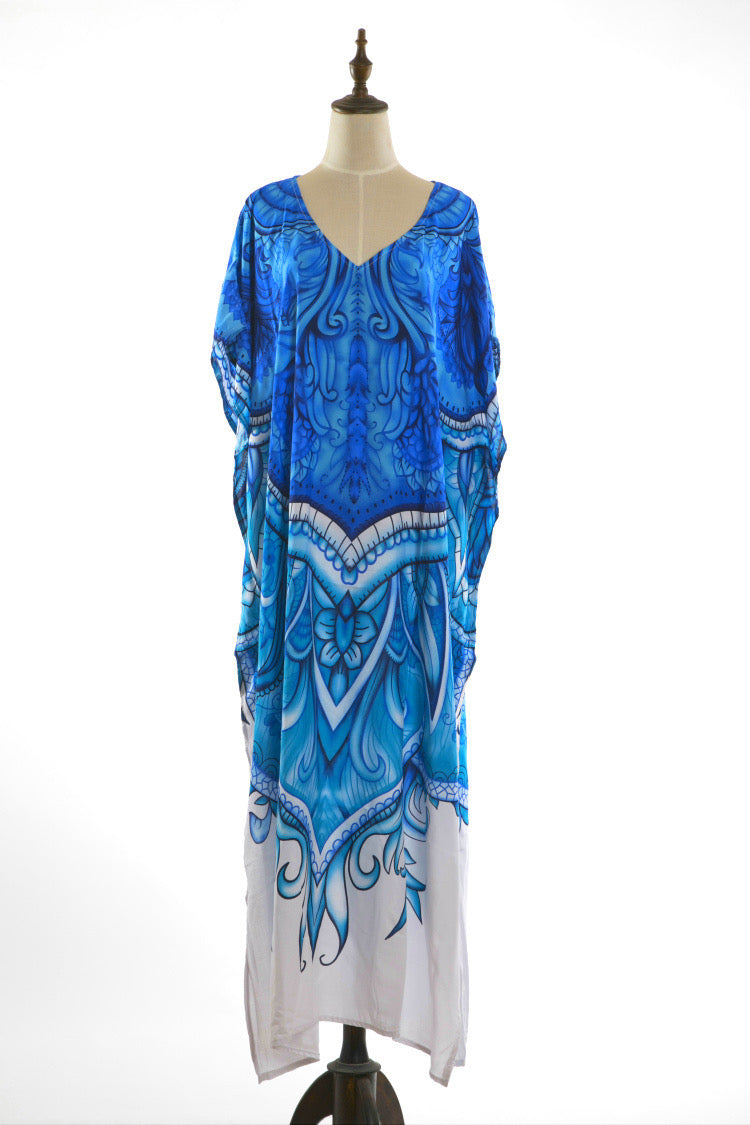 Blue Summer Long Kaftan 100% Rayon