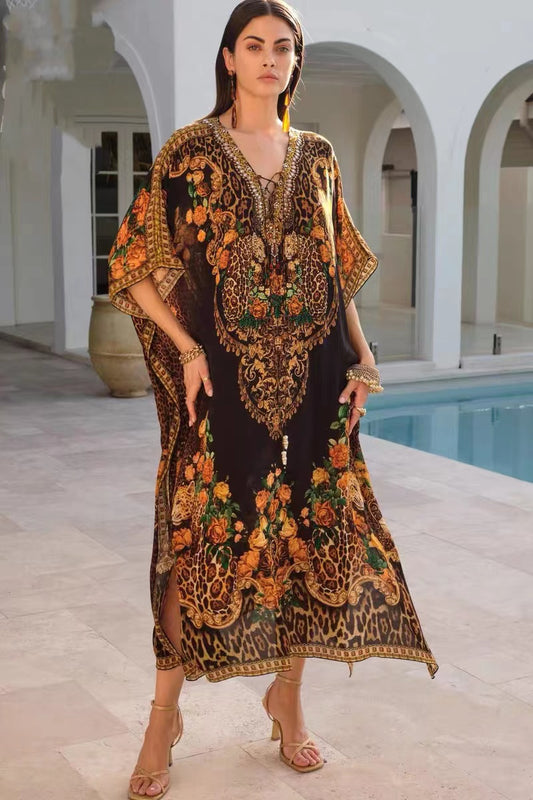 Czarina black leopards kaftan