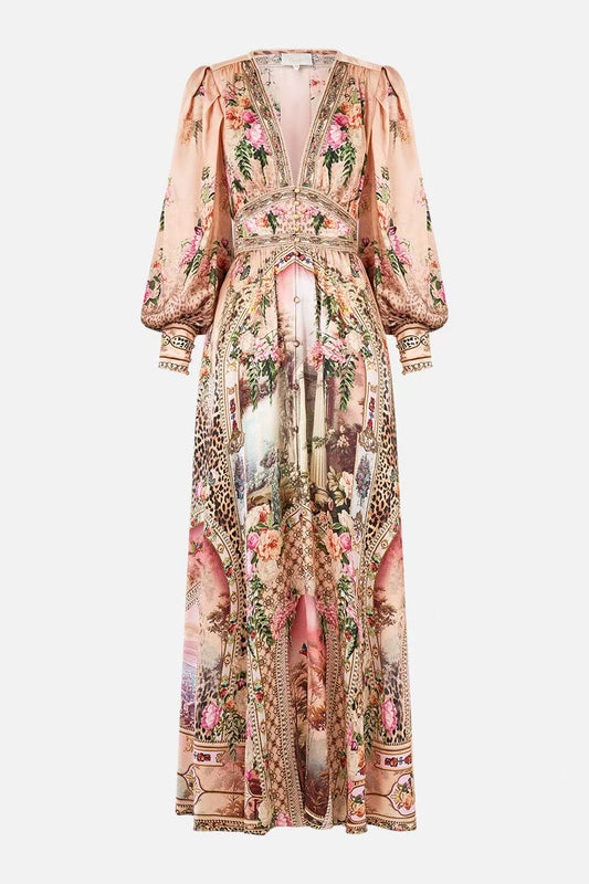 Camilla Pink Flower Longsleeve Maxi Dress