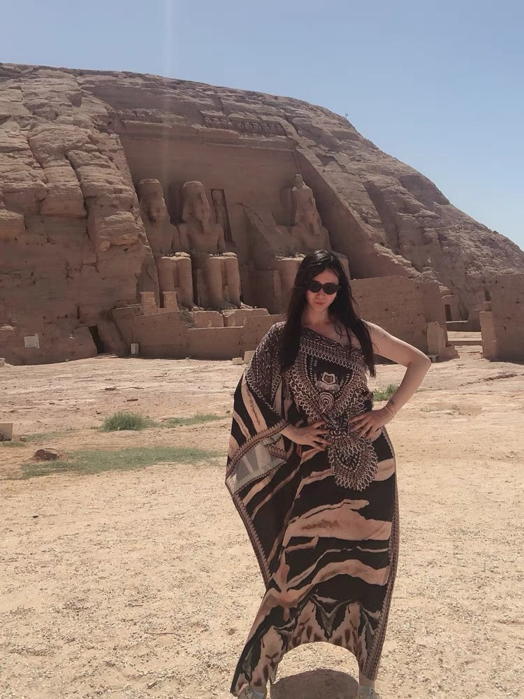 Bohostyle Egypy Sundy Round Neck Long Kaftan