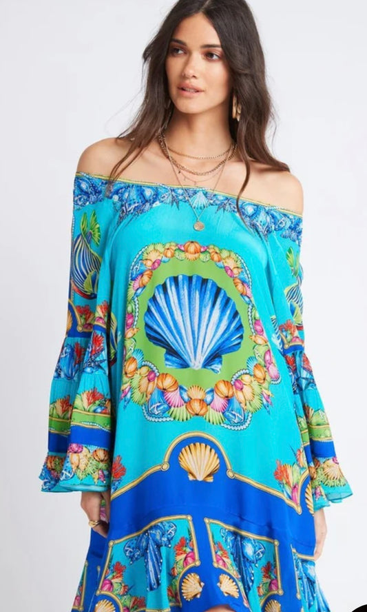 Czarina deep in the ocean mini dress